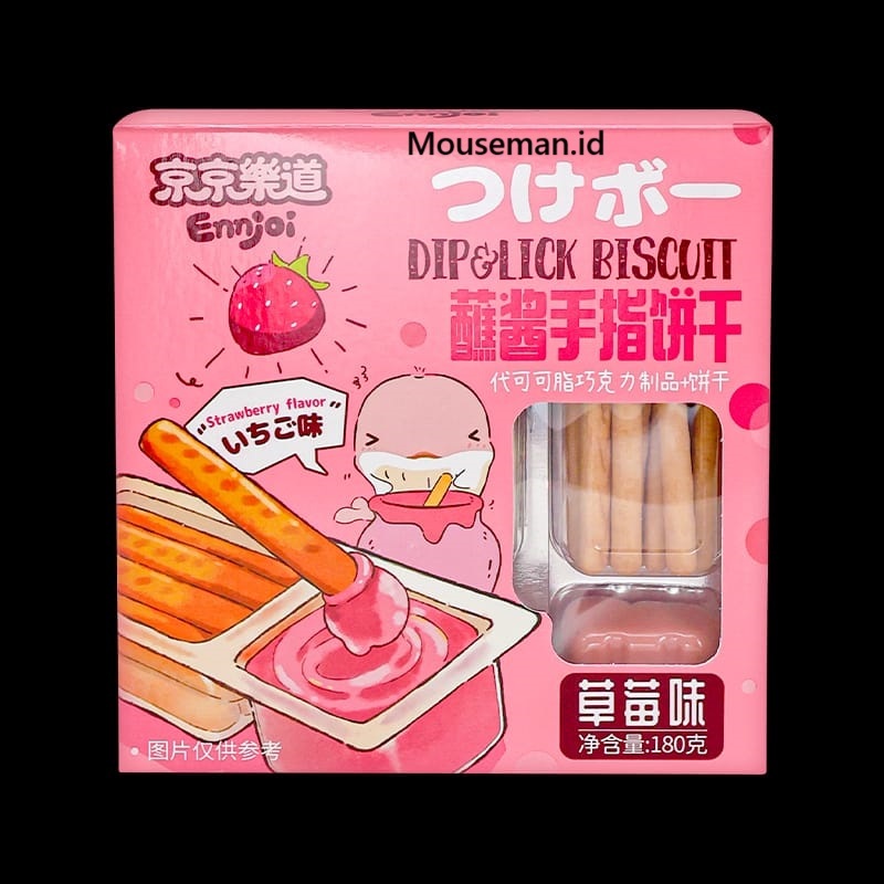 

Ennjoi DIP FINGER BISCUIT Strawberry Flavor Biskuit Colek dengan Krim Rasa Stroberi 180gr