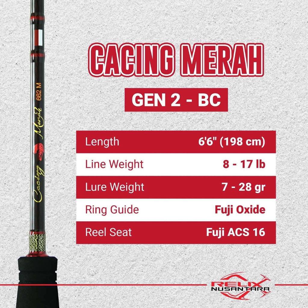 JORAN RELIX NUSANTARA CACING MERAH GEN 2 BC 662 | 6'6" | Fuji Guide & Reel Seat