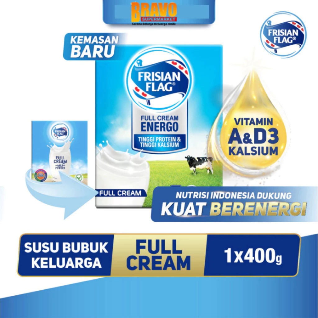 

Bravo Bojonegoro - Frisian Flag Kompleta Susu Bubuk Rasa Full Cream , Vanilla & Cokelat 400GR