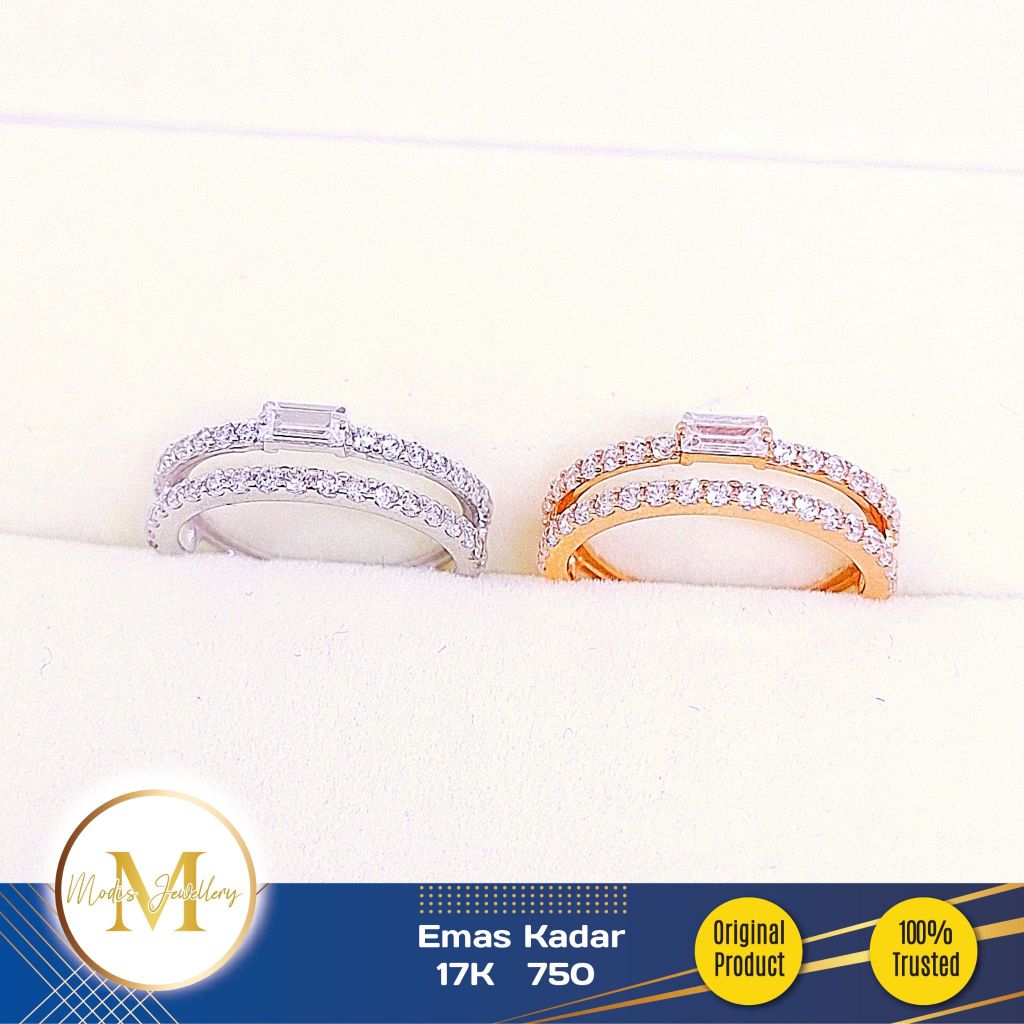 MODIS JEWELLERY - Cincin Anak/Kelingking Double Listring Putih Rosegold - Emas 17k  750