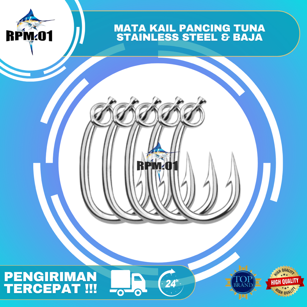 MATA KAIL PANCING TUNA BAHAN STAINLESS STEEL DAN BAJA ANTI KARAT / PANCING TUNA BESAR UKURAN 5 - 6- 