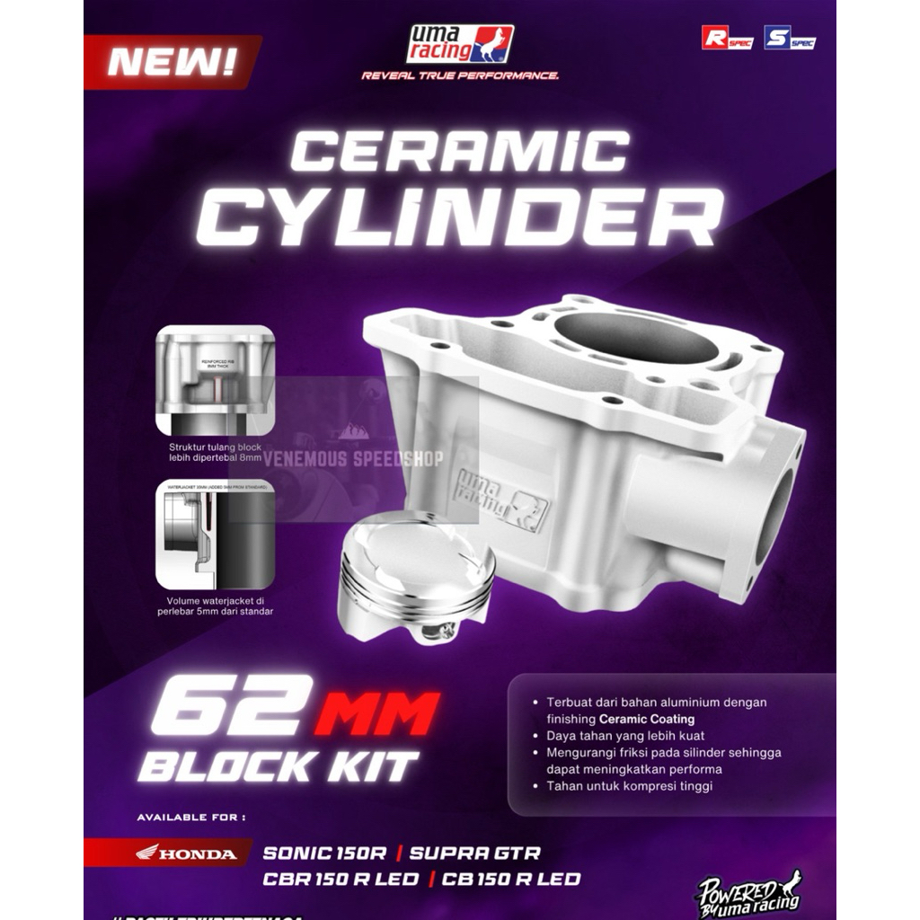 Blok Seher Cylinder Block Assy Uma Racing Sonic 150 / CB Led / Cbr Led / Supra GTR