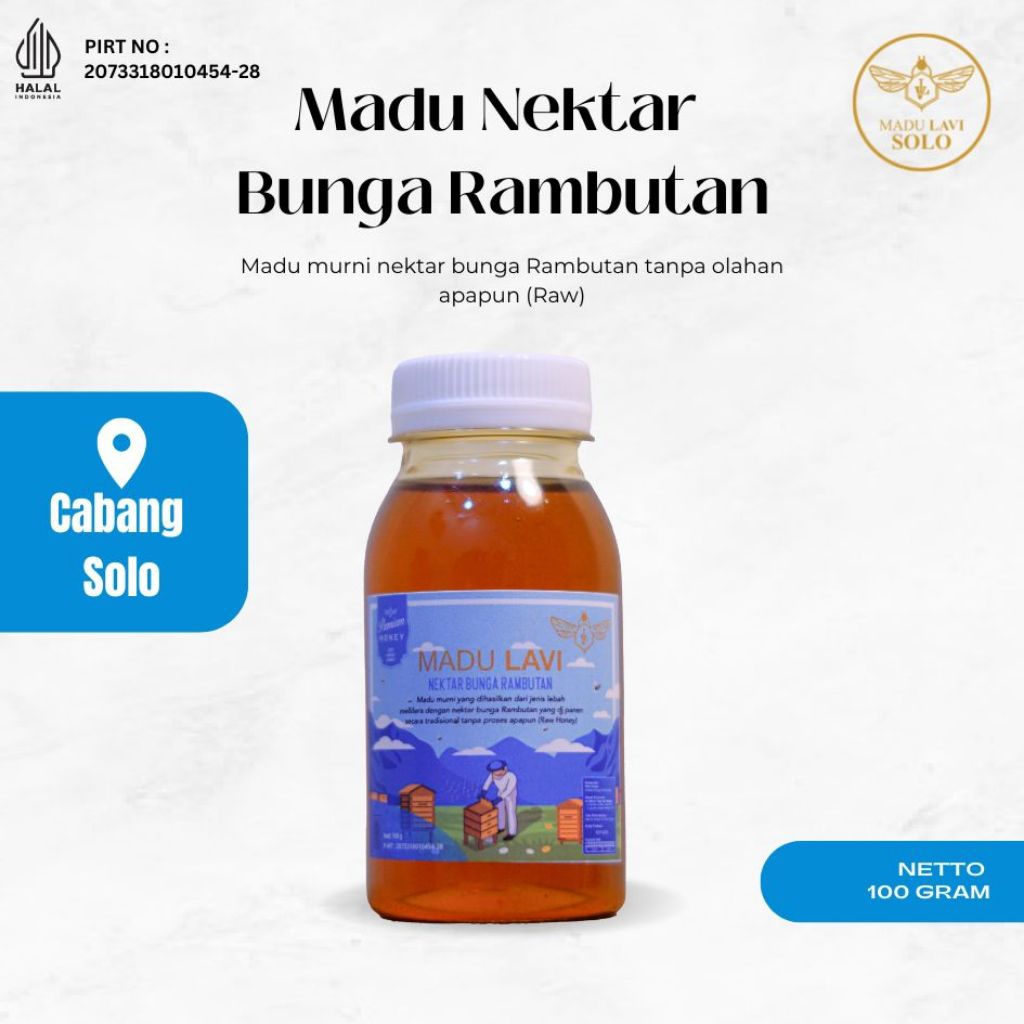 

[ Madu Lavi Solo ] Kecil Kecil Berkhasiat Madu Nektar Bunga Rambutan Kemasan 100gram
