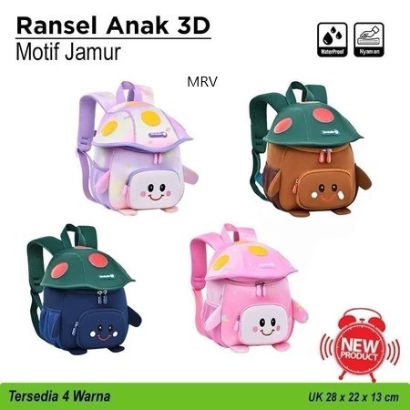 Tas Ransel Anak 3D Motif Jamur BESAR 28x22x13cm