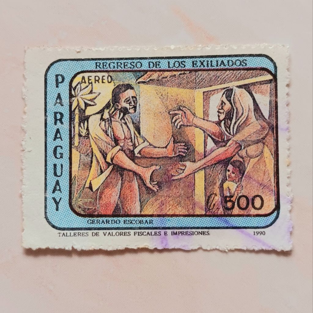 

(AA) Perangko Paraguay 1990 Democracy - Return of the exiles 500 guarani Used