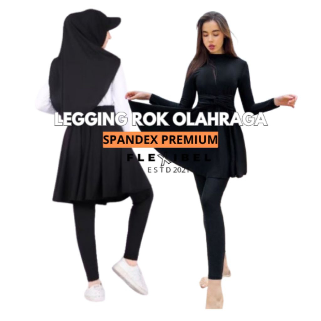 Legging Rok Olahraga / Legging Rok Premium / Legging Panjang Bahan Spandex