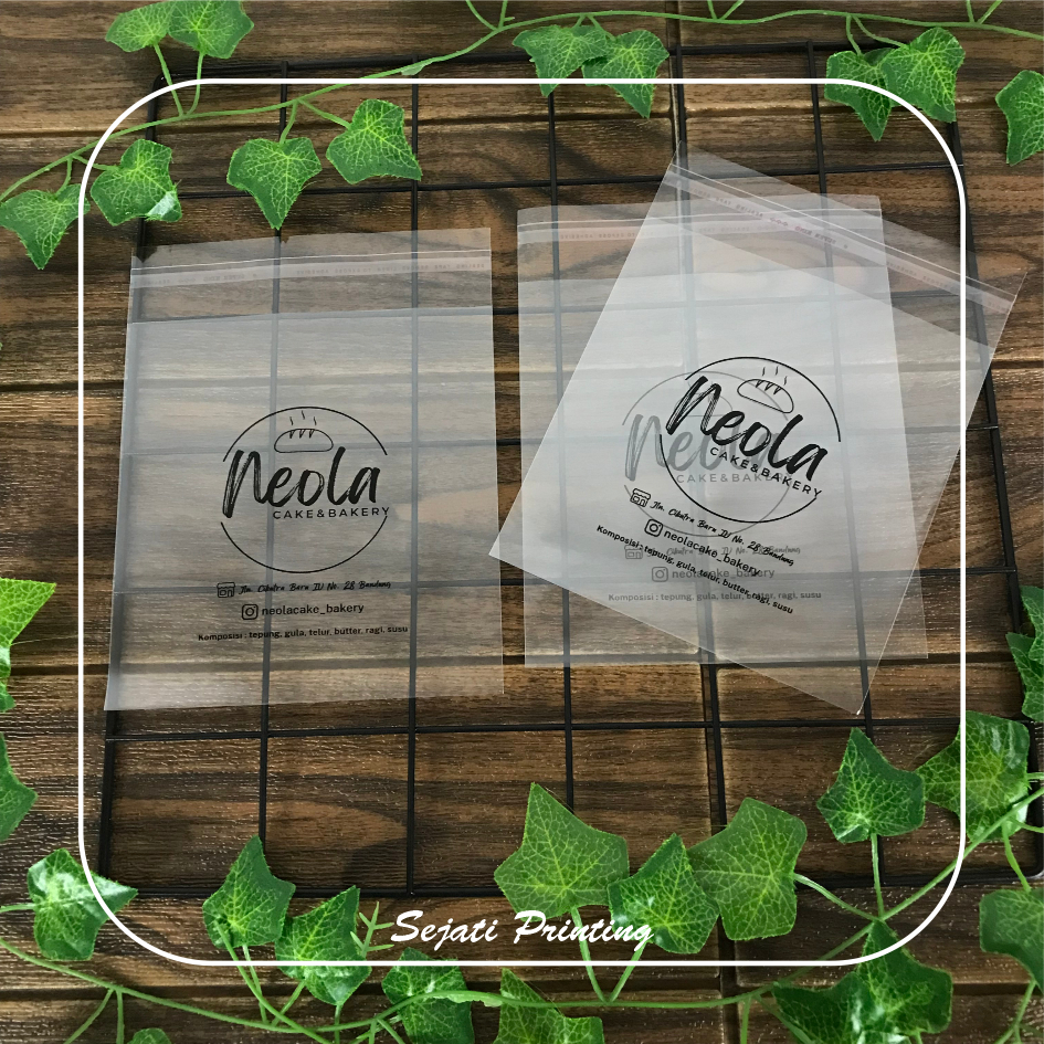 

(isi 100 pcs) Sablon Plastik Murah OPP 33 Micron 11, 12, 15, 16, 18 , FREE DESAIN - SEJATIPRINTING