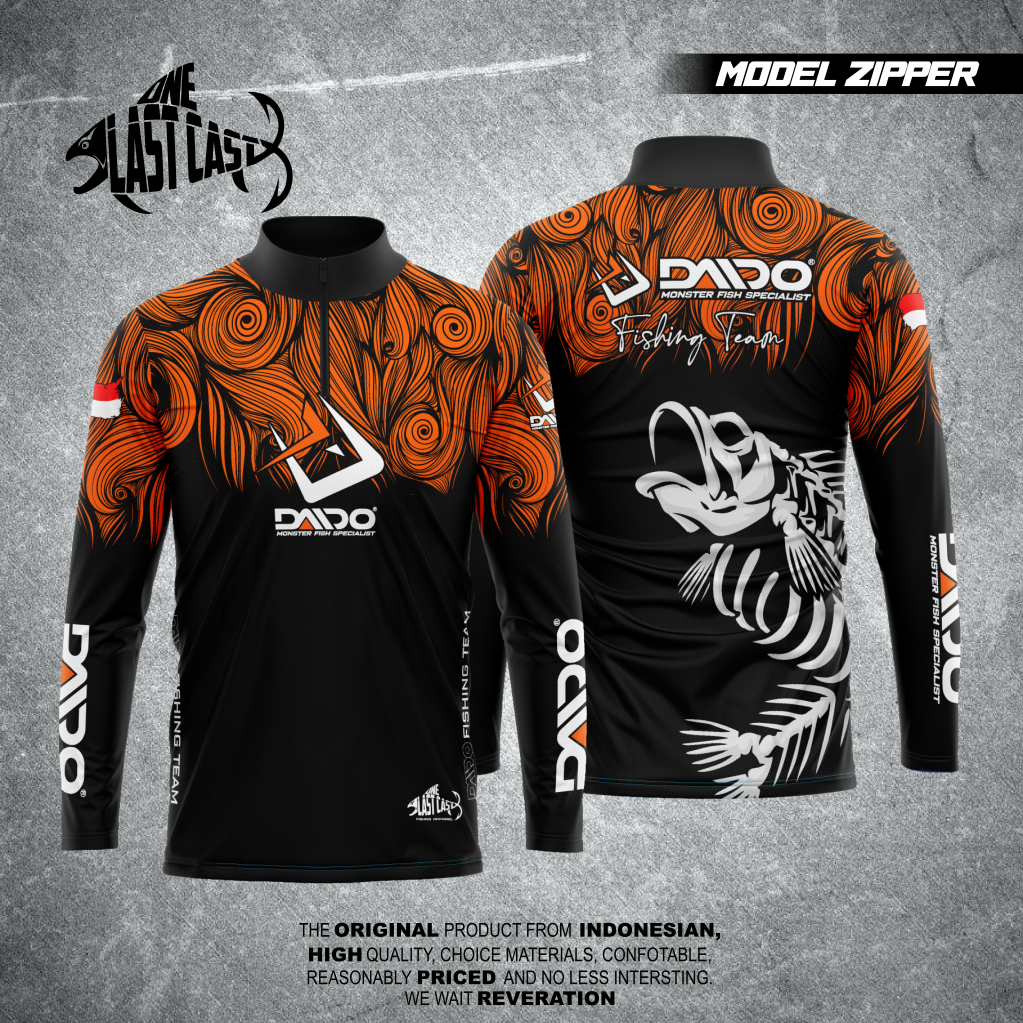 Onelastcast Baju Mancing / Jersey Mancing Model Kerah Berdiri Zipper / Jersey Daido FullPrint
