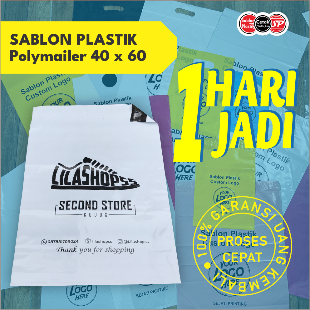

(isi 100 pcs) Sablon Plastik Packing Olshop Uk. 40 x 60cm, Plastik Packing - POLYMAILER