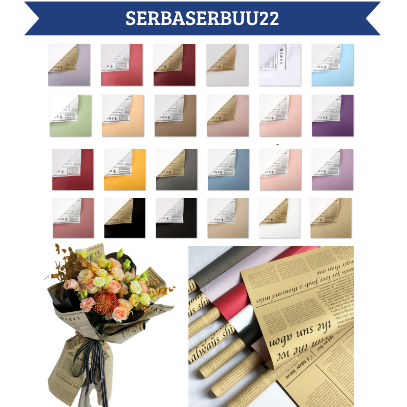 

Flower Wrapping Paper Bicolor Buff Newspaper Cellophane Kertas Buket Bunga Dua Warna Motif Koran KB028 SS22
