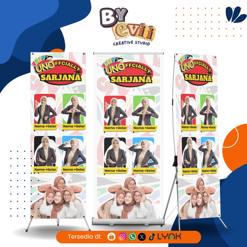 BANNER WISUDA MURAH UNO NON FLIP | DESAIN BANNER SIDANG KEKINIAN | X BANNER | BANNER SEMHAS