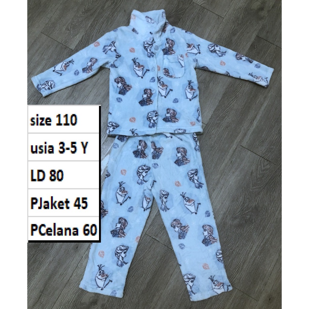 DISNEY FROZEN Full Set Jaket Celana Motif Tebal Hangat Anak Second Preloved