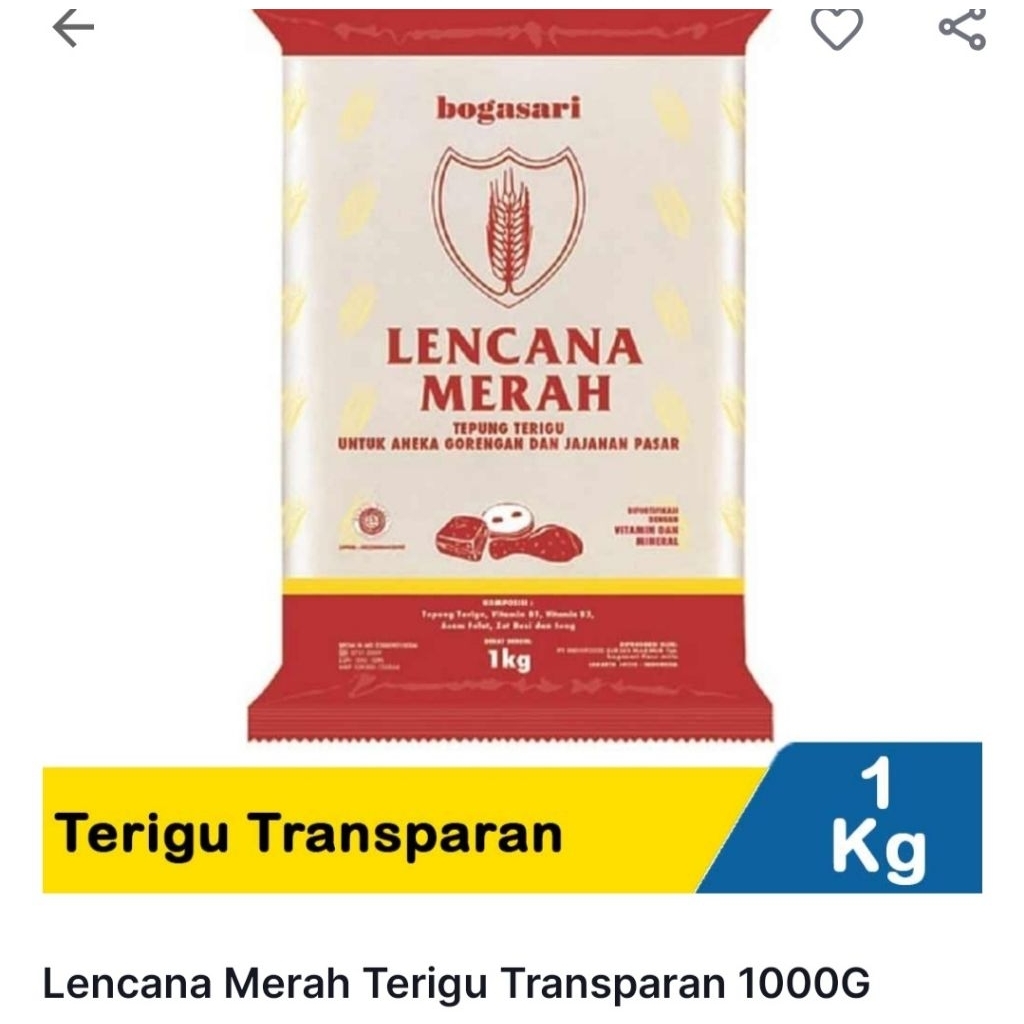 

Tepung terigu 1000gr Lencana Merah
