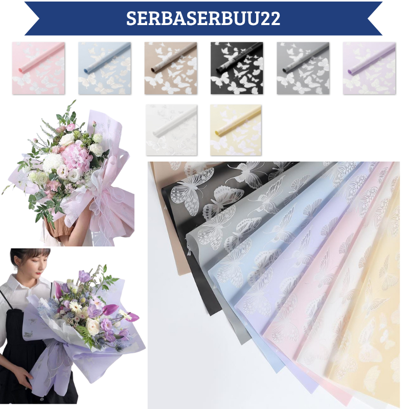 

Isi 20 LEMBAR Kertas Buket Bunga Motif Kupu Kupu Flower Wrapping Butterfly Tatto Cellophane KB048 SS22