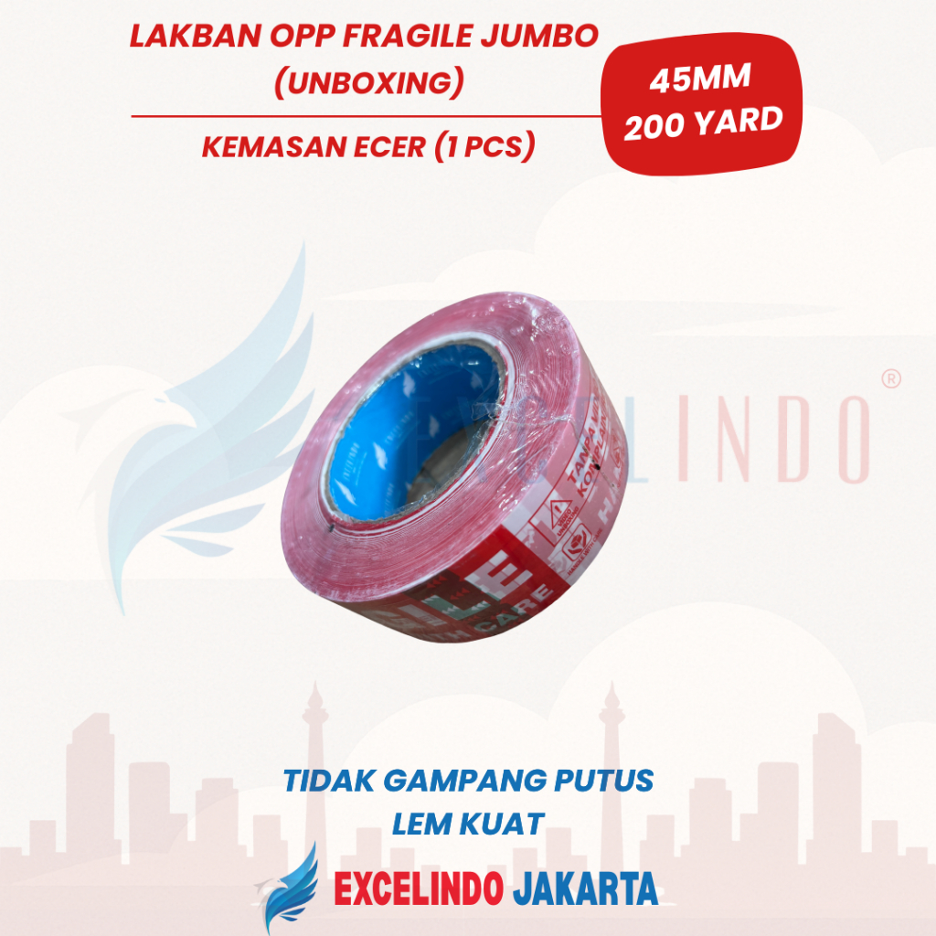 

NAWA Lakban Jumbo FRAGILE UNBOXING 2 inch 45mm x 200 YARD PREMIUM QUALITY