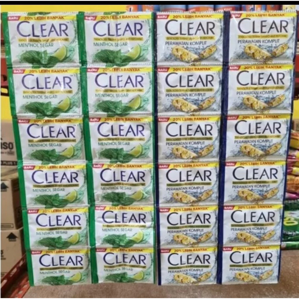 Shampoo Anti Ketombe Clear Menthol Renceng 12 Sachet Sampo 9 ml