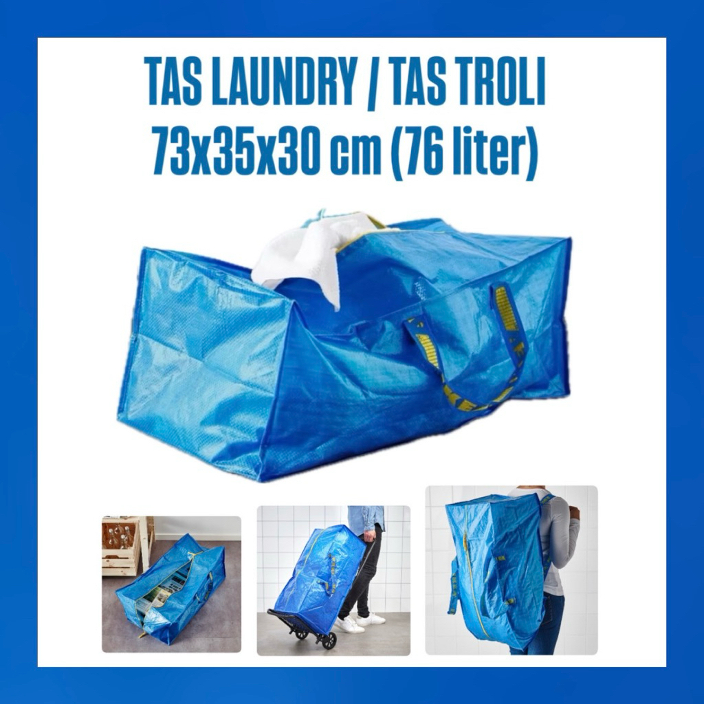 Tas Troli Tas Laundry Besar FRAKT4 / Tas Belanja Lipat / Tas Barang Kantong Serbaguna Ukuran Besar J