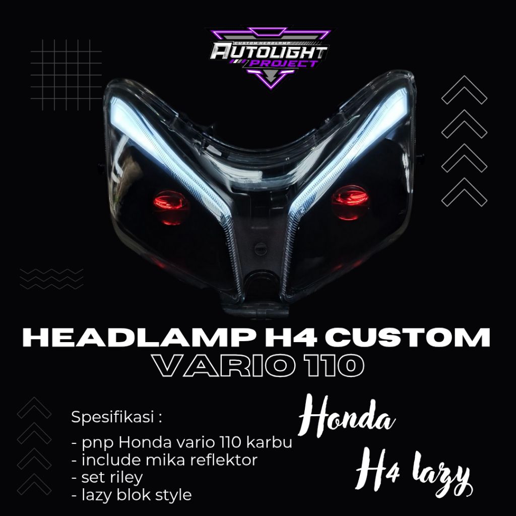 lampu depan vario 110 karbu custom h4 lazy blok
