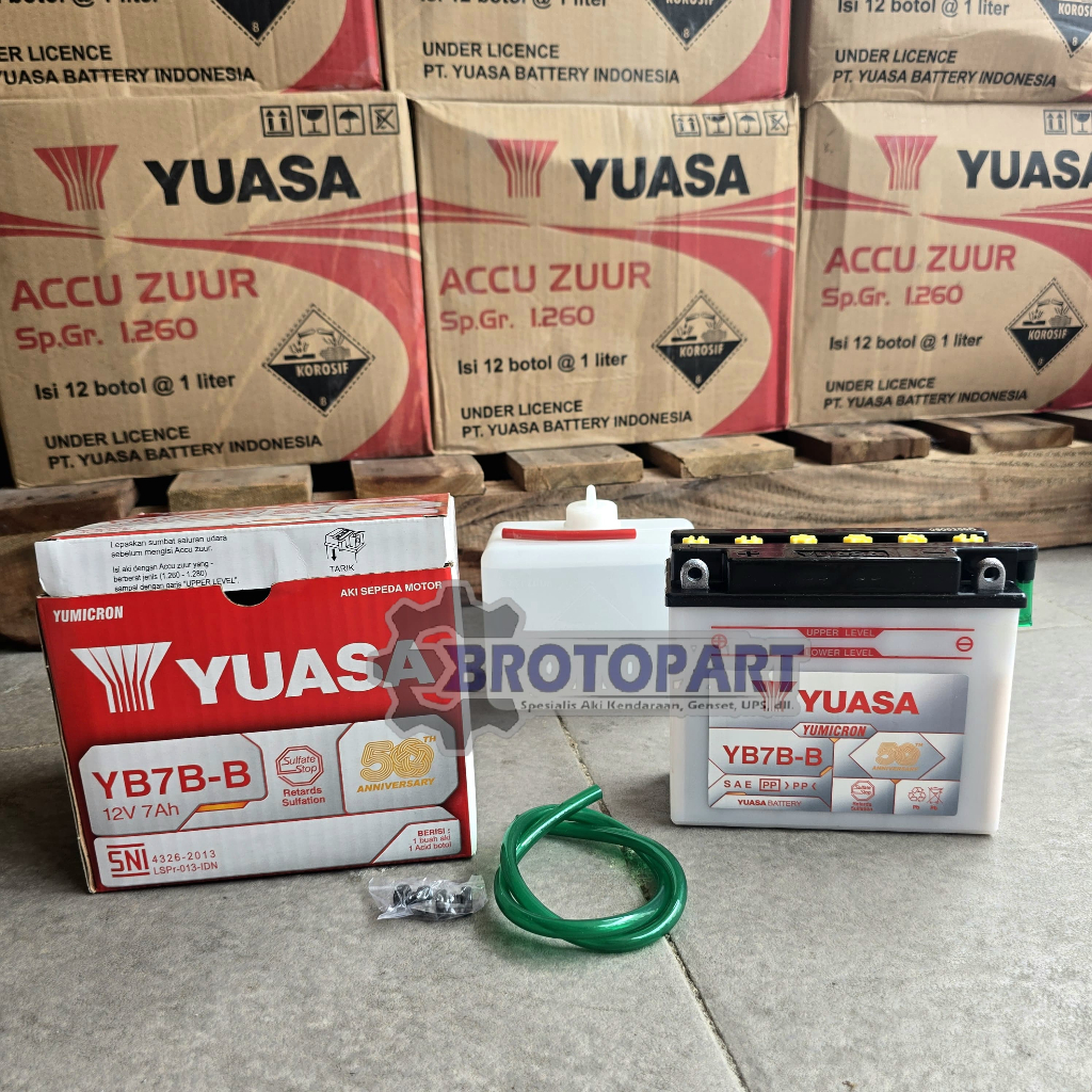 Aki Motor Honda Tiger 2000, Tiger Revo YUASA YB7B-B Aki basah 7Ah