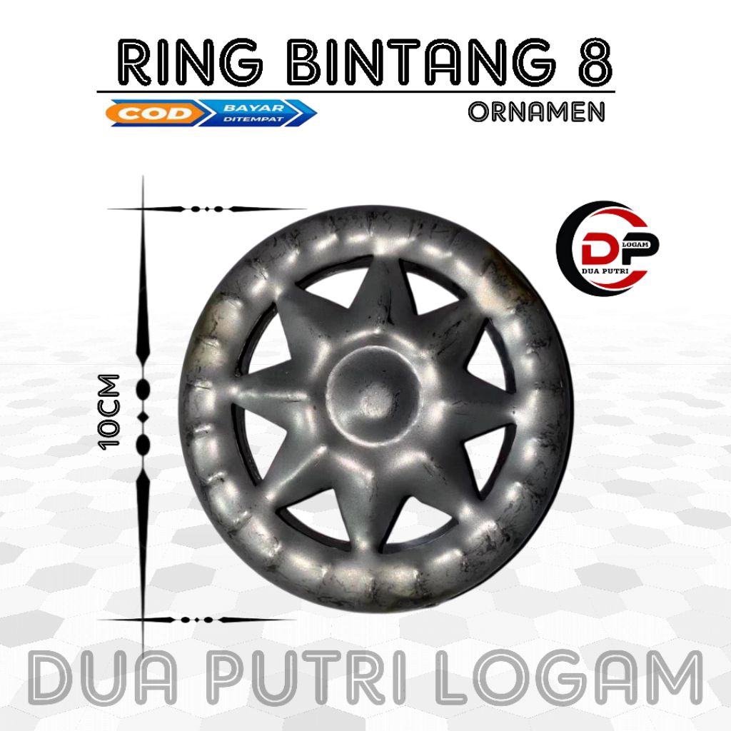 ORNAMEN PAGAR BESI RING BINTANG 8 UKURAN 10CM , AKSESORIS PINTU PAGAR