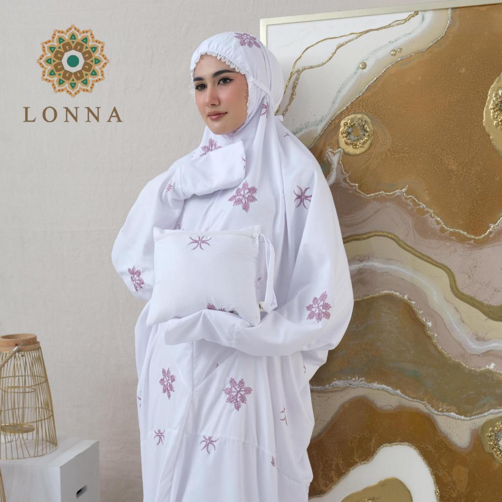 Lonna - Mukena Terusan Dewasa Mukena Terusan Jumbo Putih Bordir Laiba
