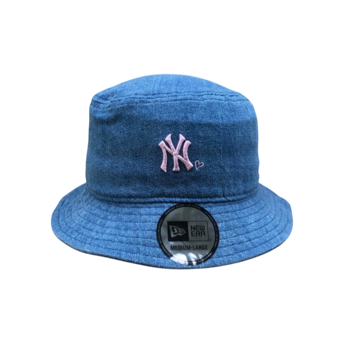 Topi Wanita New Era MLB Women New York Yankees Denim/Pink Bucket Hat