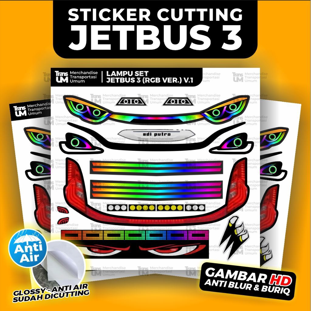 Stiker cutting lampu miniatur bis RKC jetbus 3