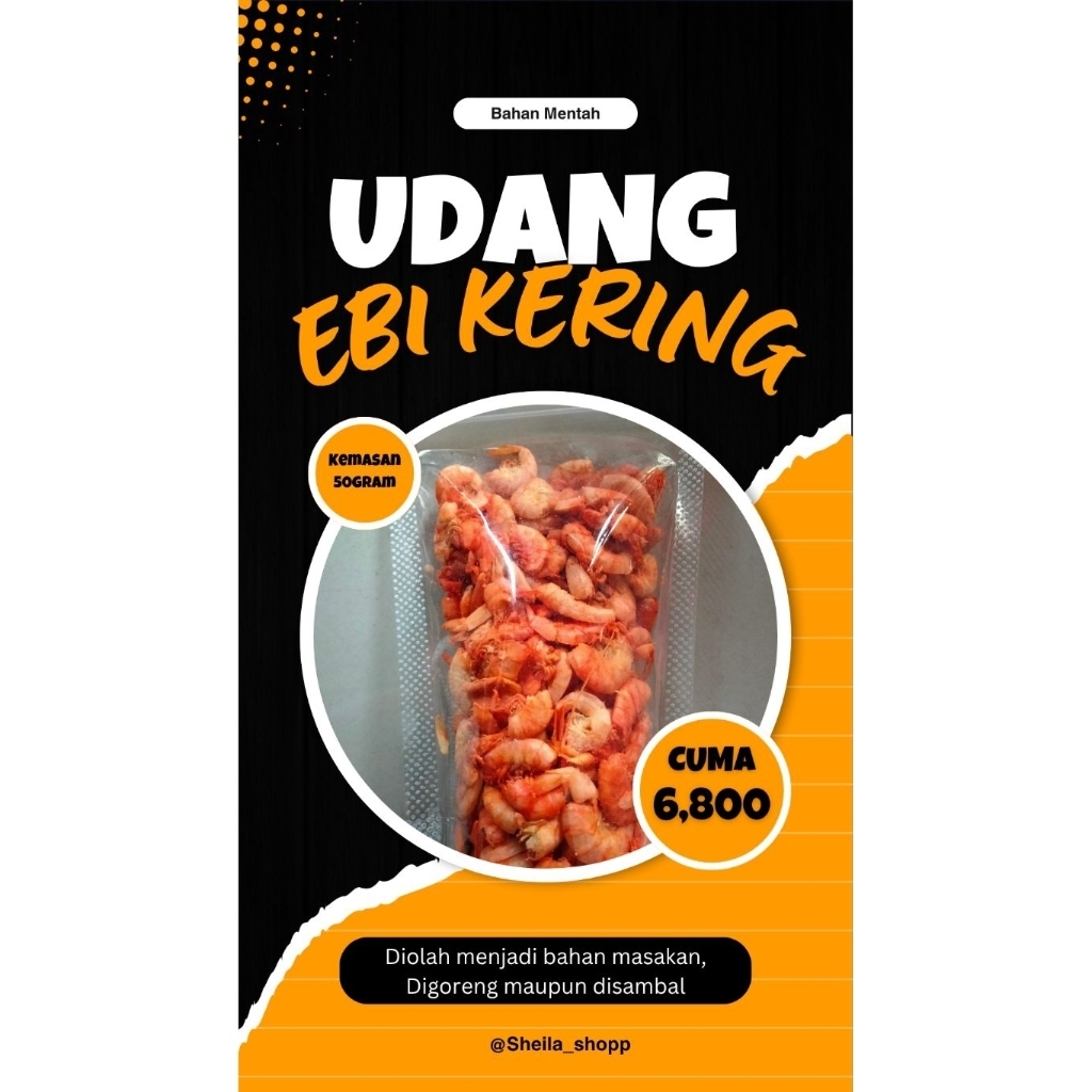 

Udang Ebi Kering Kulit Merah Tanpa Kepala / Kemasan 50 gram / Fresh / Mentah