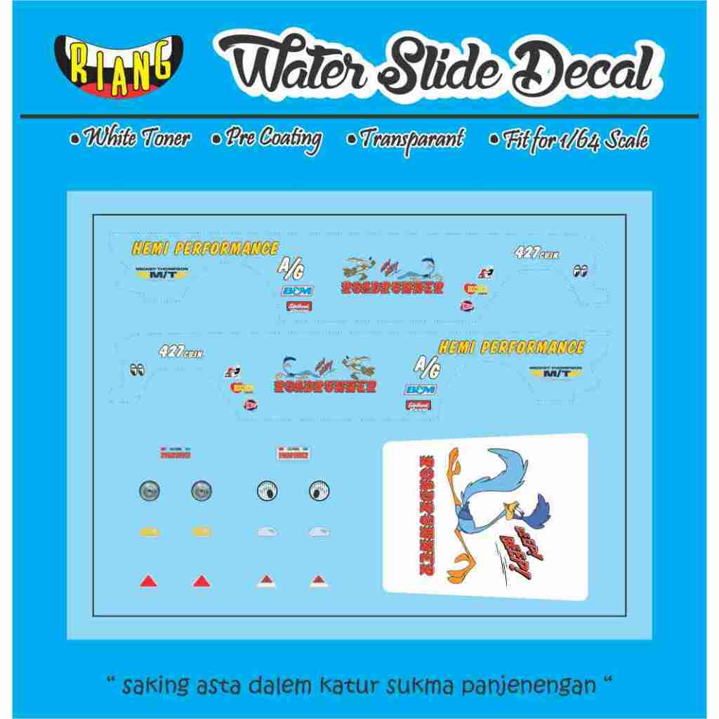 Decal Waterslide Hot Wheels Gasser Roadrunner