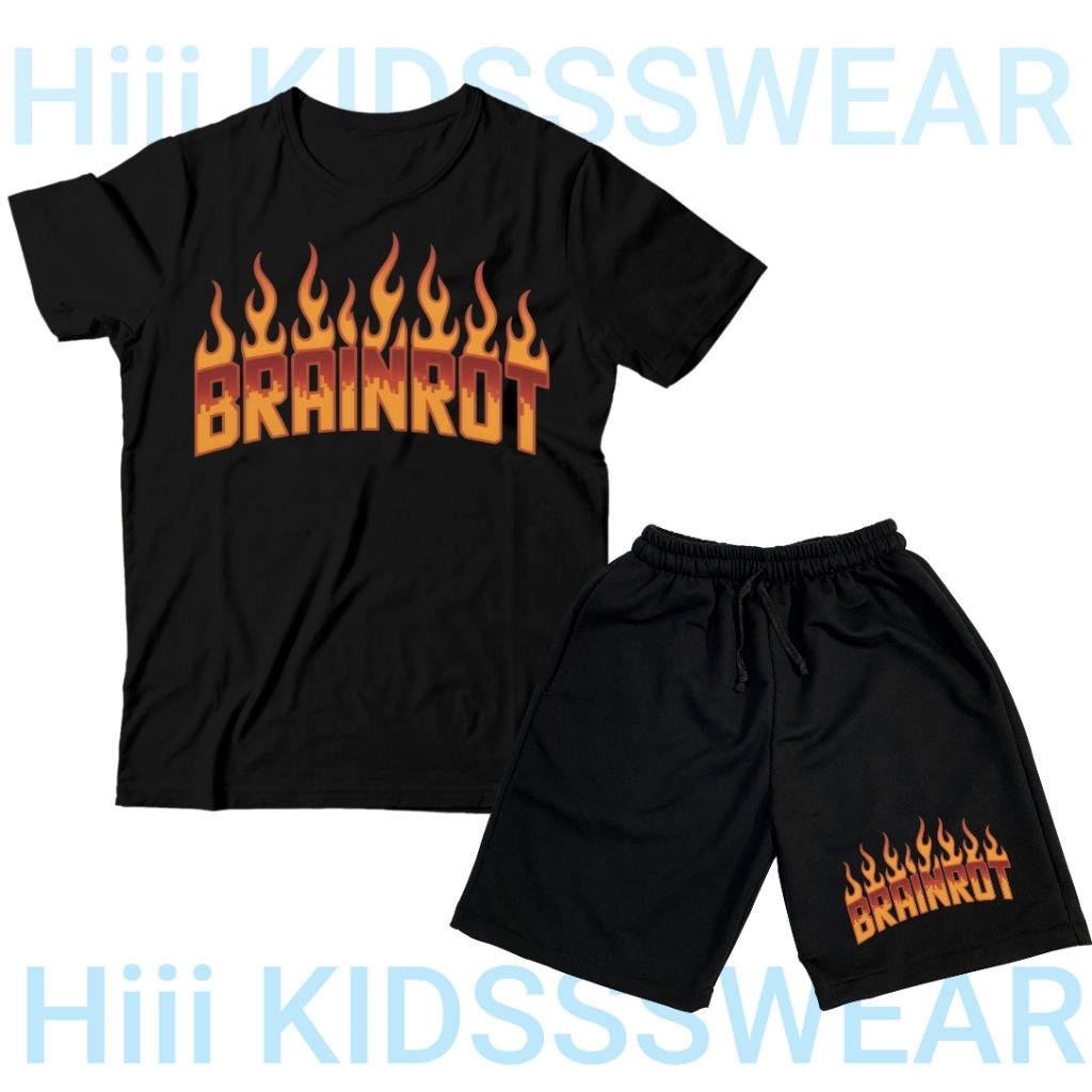 Setelan Baju Kaos Anak BRAINROT LOGO API ANOMALI ITALIAN BRAINROT - Baju Anak Laki-Laki Perempuan Un