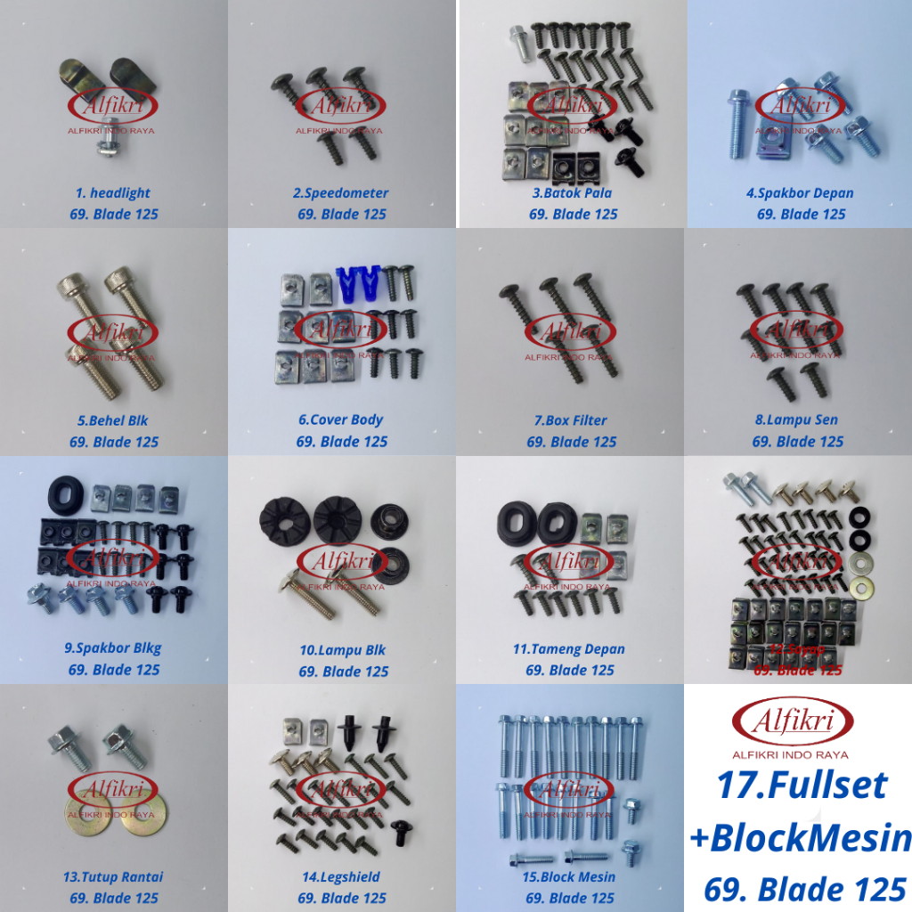 69. Blade 125 ( Blade 125 FI ) Baut Lengkap Full Set Body honda Blade 125 ( Blade 125 FI )