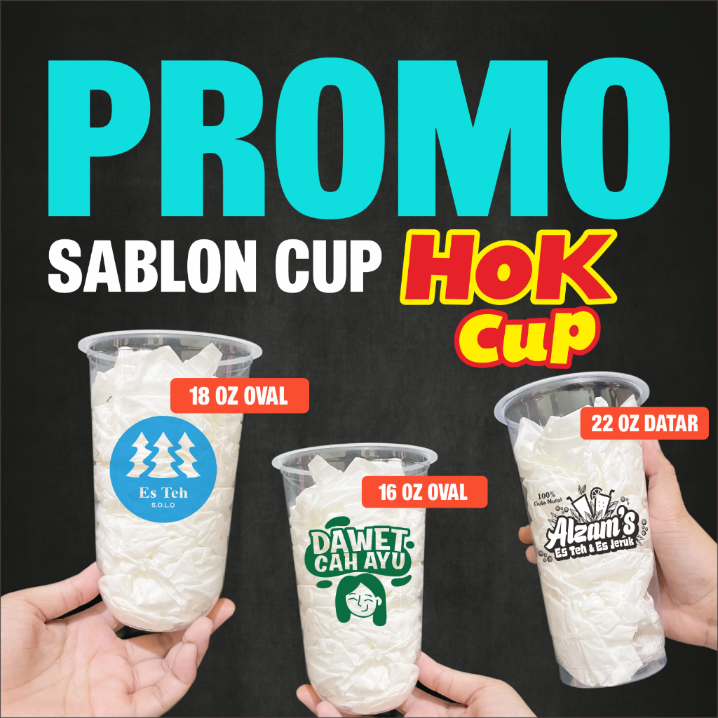 Gelas Cup Sablon Custom 18 Oz dan 22 Oz untuk Minuman