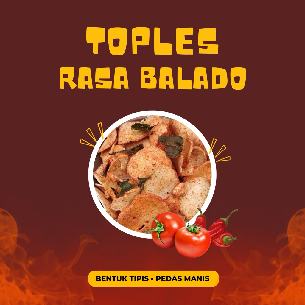 

BEBASRENGAN Keripik Basreng Kemasan Toples Rasa Balado Pedas Manis