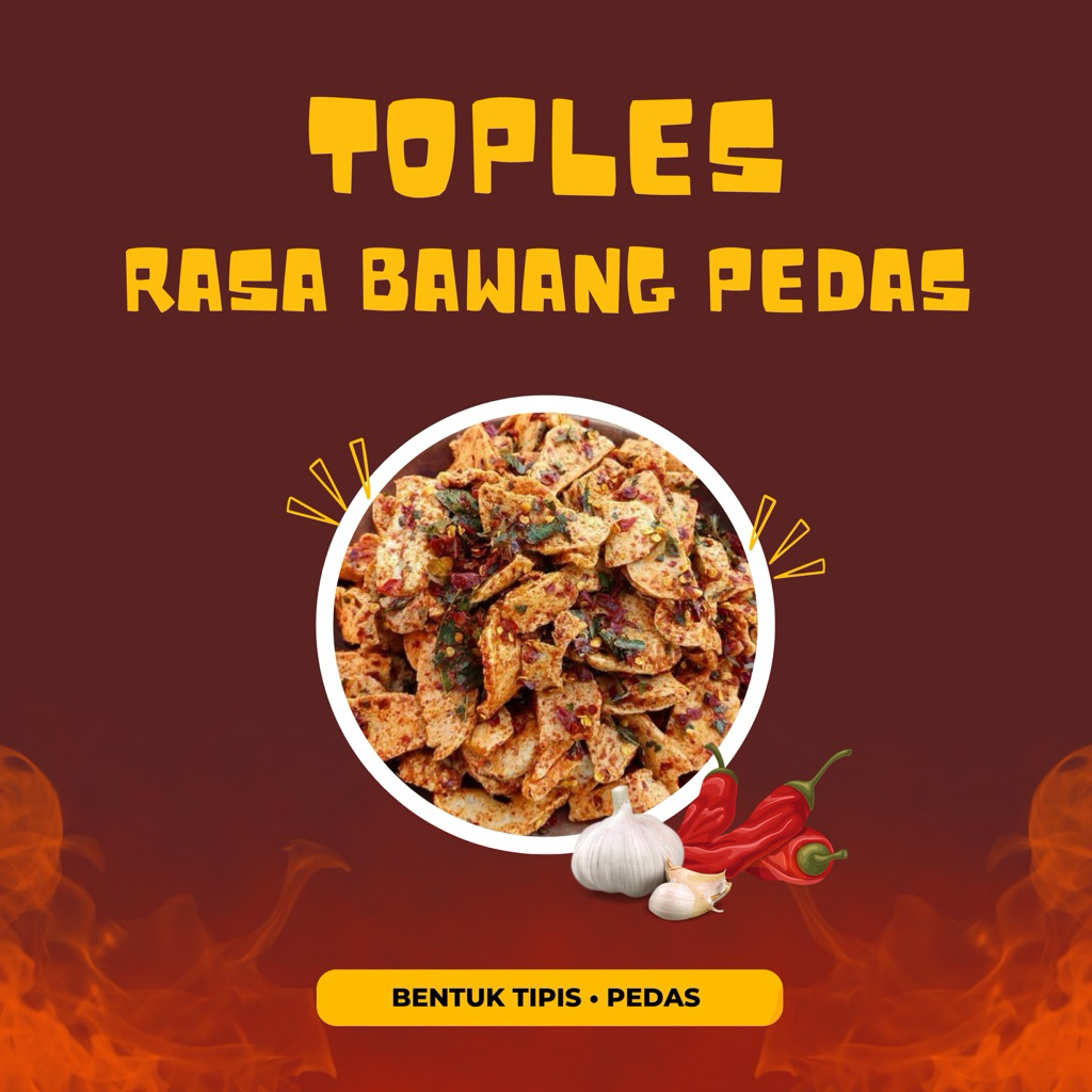 

BEBASRENGAN Keripik Basreng Kemasan Toples Rasa Bawang Pedas