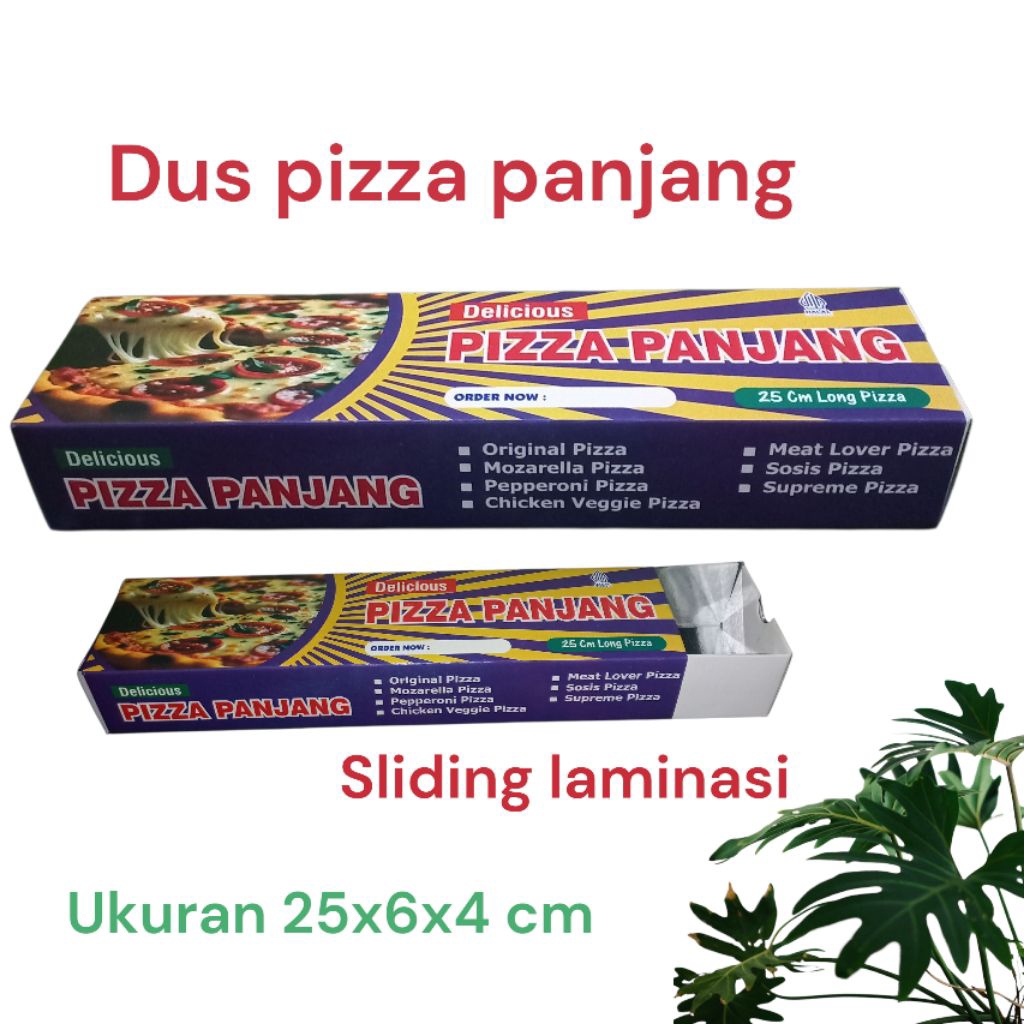 

100 PCS.KEMASAN PIZZA PANJANG.DUS LONG PIZZA UKURAN 25X6X4 CM.ISI 100 LEMBAR