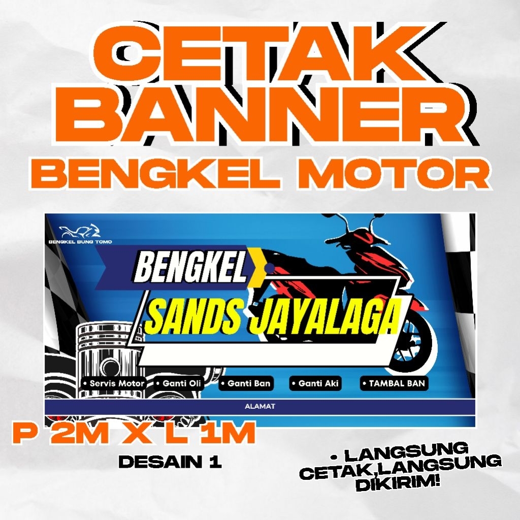 CETAK SPANDUK BENGKEL MOTOR SPANDUK BENGKEL MOTOR BANNER CUSTOM CETAK MMT SPANDUK BANNER BENGKEL