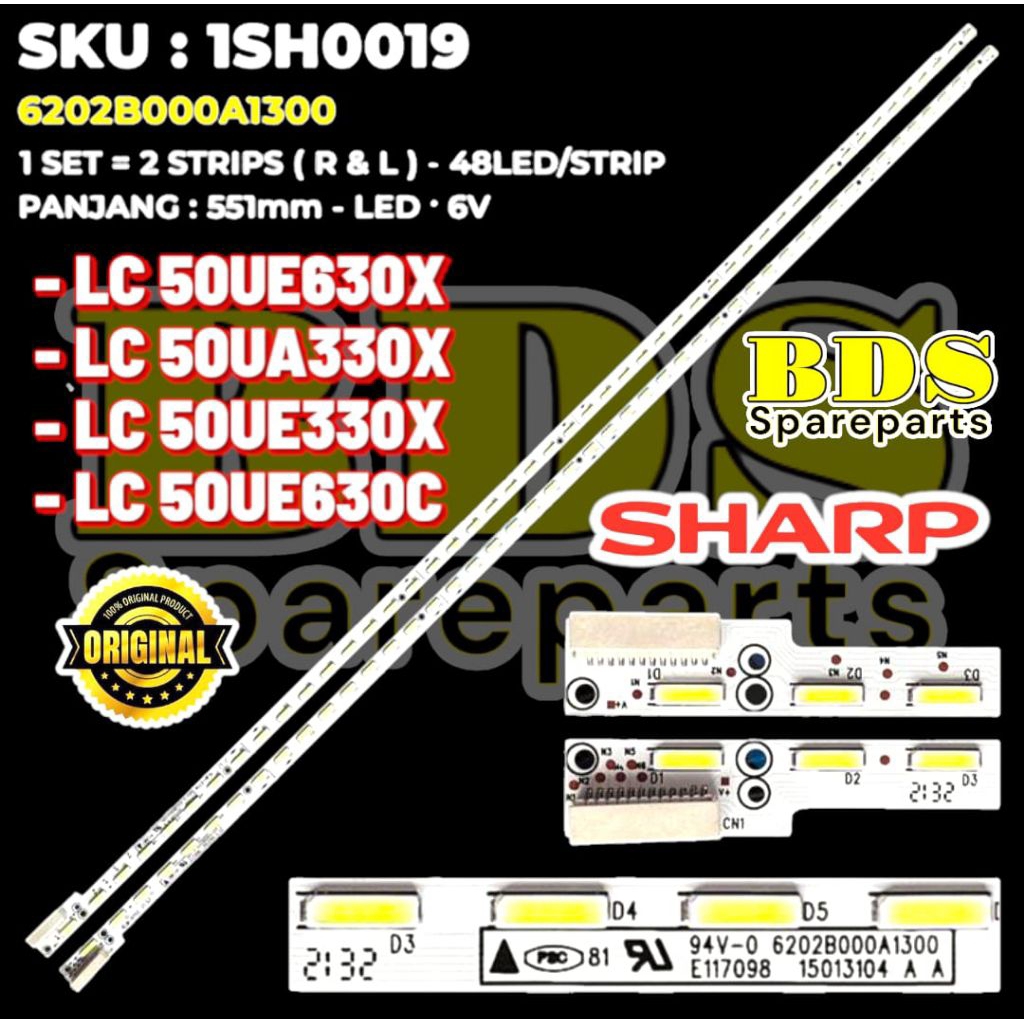 BACKLIGHT TV SHARP 50 INC LC50UA330X LC50UE330X LC50UE630X LC50UE630C