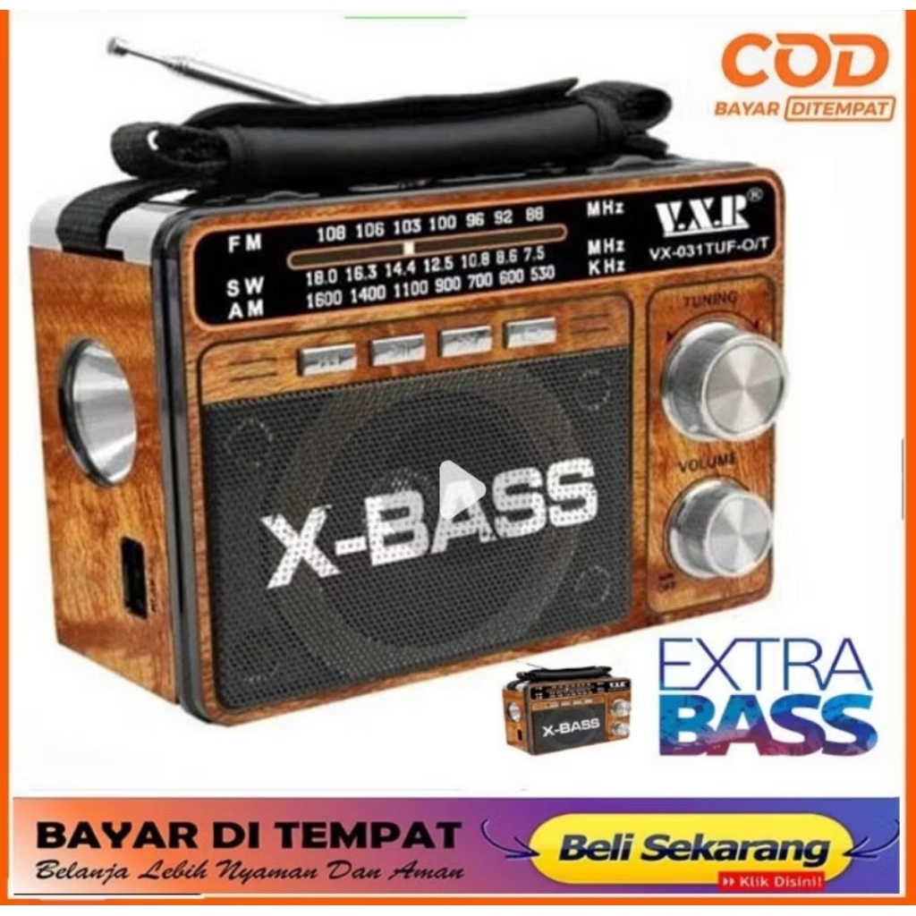 RADIO KLASIK/JADUL SN-4020BT 3 BAND + MP3 PLAYER X-BASS