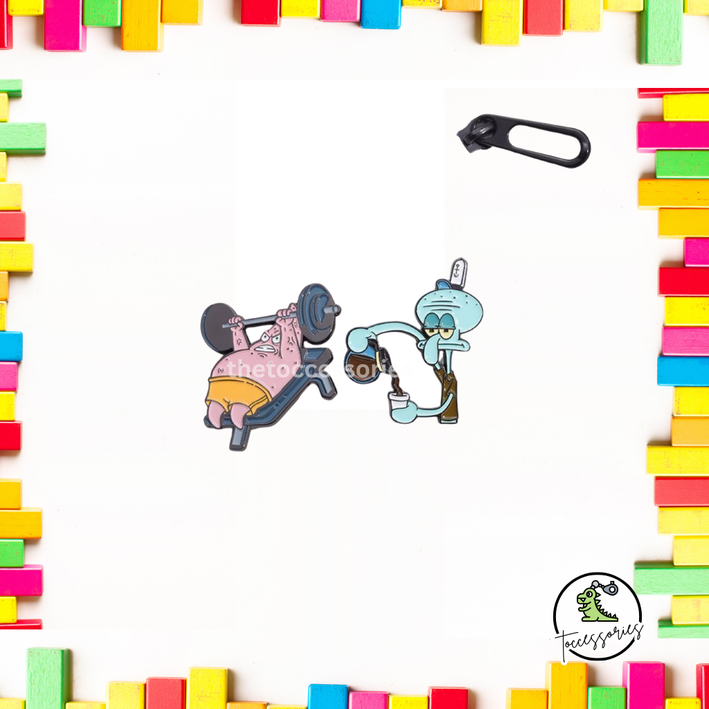 Pin Kartun Lucu Premium Spongebob Squidward Patrick / Bros / Pin Baju / Pin Tas / Hiasan Tas