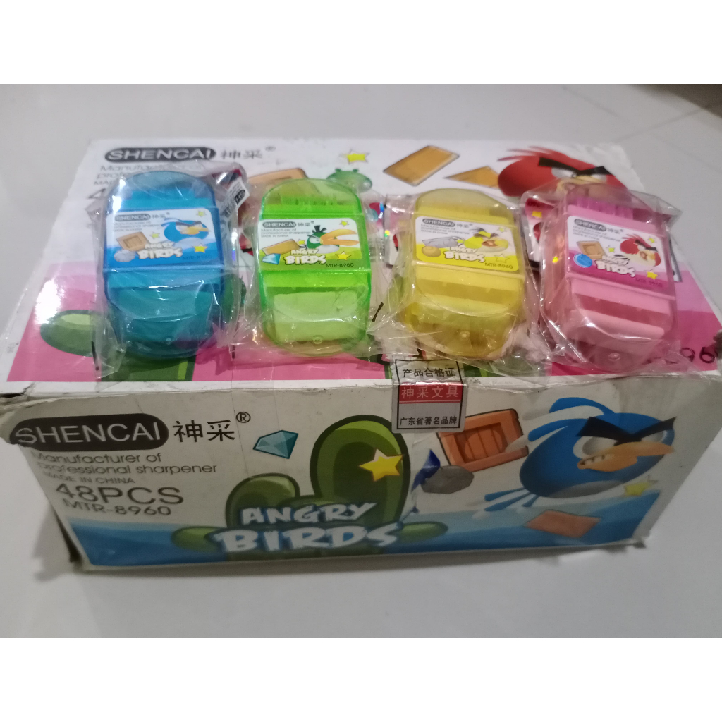 

Sharpener Eraser 2 in 1 Rautan dan Penghapus Shencai MTR-8960 karakter Angry Birds