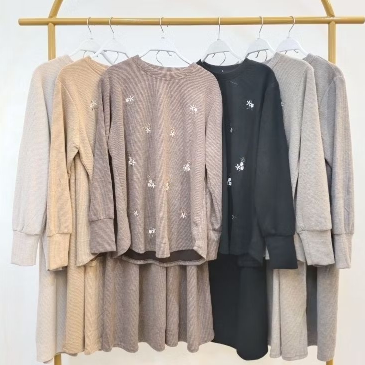 [Baca Deskripsi] One Set Knit Motif Bunga