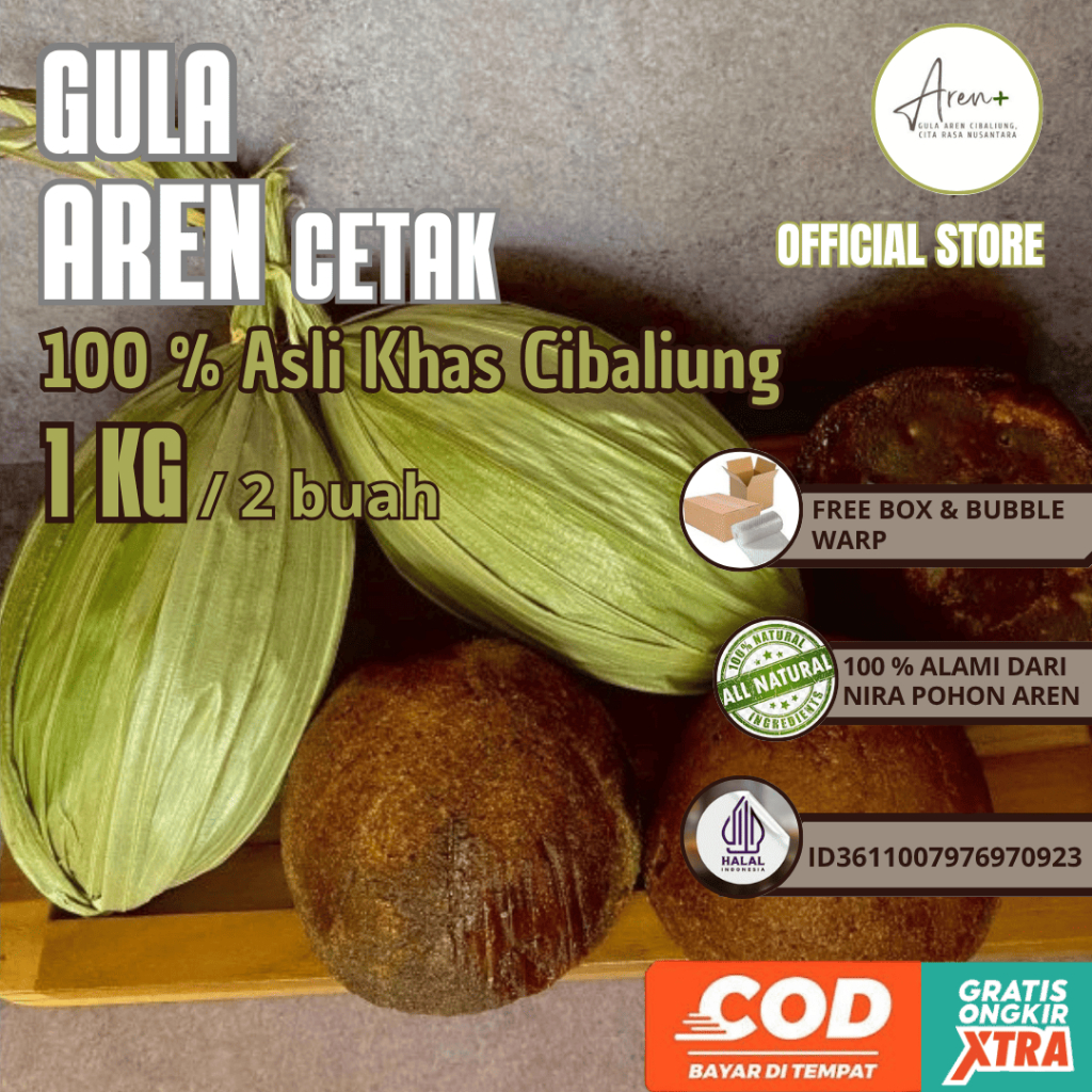 

Gula Aren Cetak Asli - Khas Cibaliung - Berat 1 kg - Kualitas Premium - Grade A - Aren Plus