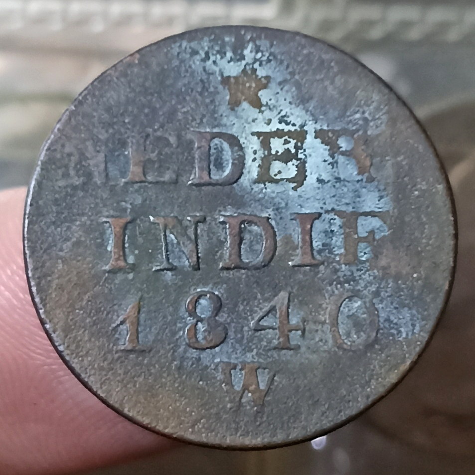 Koin Kuno Indonesia (Netherlands East Indies) 1 Cent/Duit - Willem I Tahun 1840 W Sesuai Foto