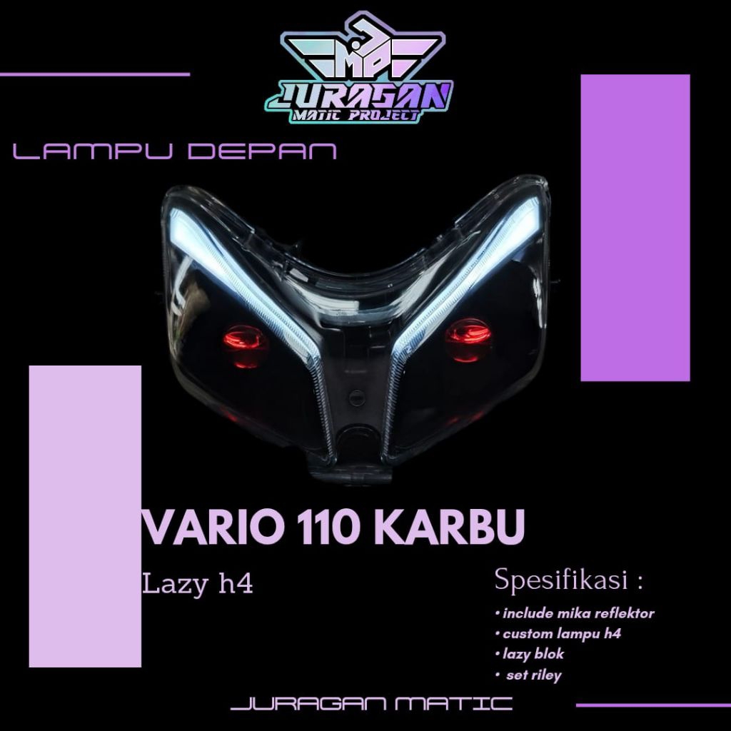 headlamp lampu depan custom h4 lazy blok Vario 110 karbu