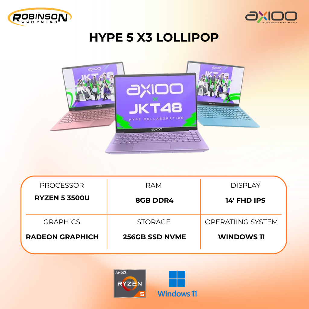 LAPTOP | AXIOO HYPE 5 X3 LOLLIPOP | AMD RYZEN 5 3500U