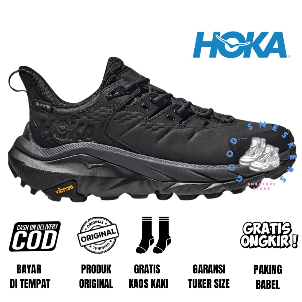 Sepatu Hiking Trailrun Hoka kaha 2 Low Goretex Waterproof Black