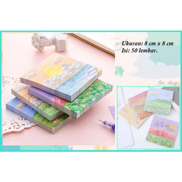 

50 Lembar Sticky Note Pemandangan Alam Memo Tempel Sticky Notes Kertas Memo View Sticky Notes Set