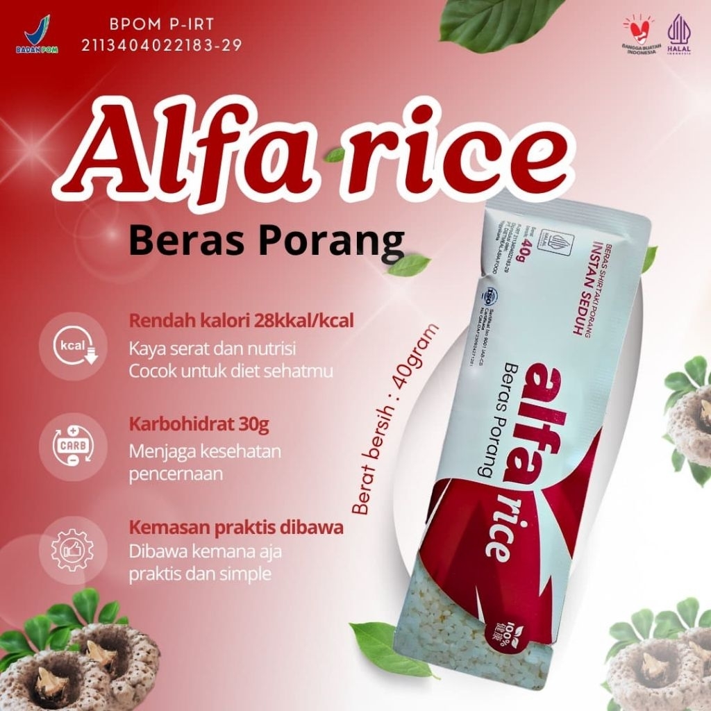 

Beras Porang shirataki ALFARICE sacet 40 gram