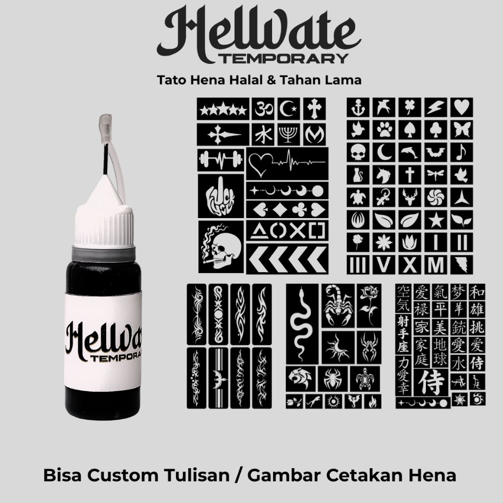 Tato Henna Tato Halal Tato Temporer Tahan Lama Bisa Custom Hena Kit