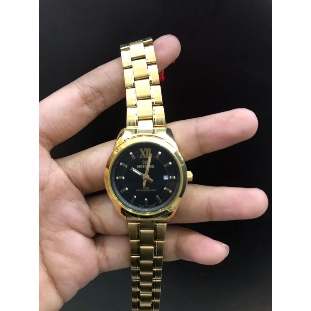 Jam Tangan Mirage Gold Cewe Stainless Steel Tahan Air